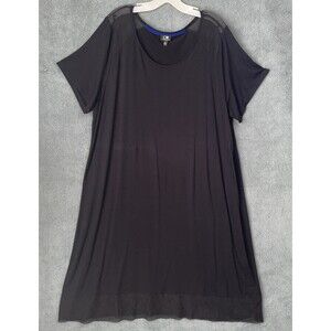 Cable & Gauge Dress Womens 3X Black Sheath Short Sleeve Knee Length Mesh Causal
